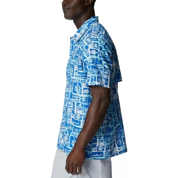 Columbia Mens Trollers Best Short Sleeve ShirtVivid Blue Punked Fish