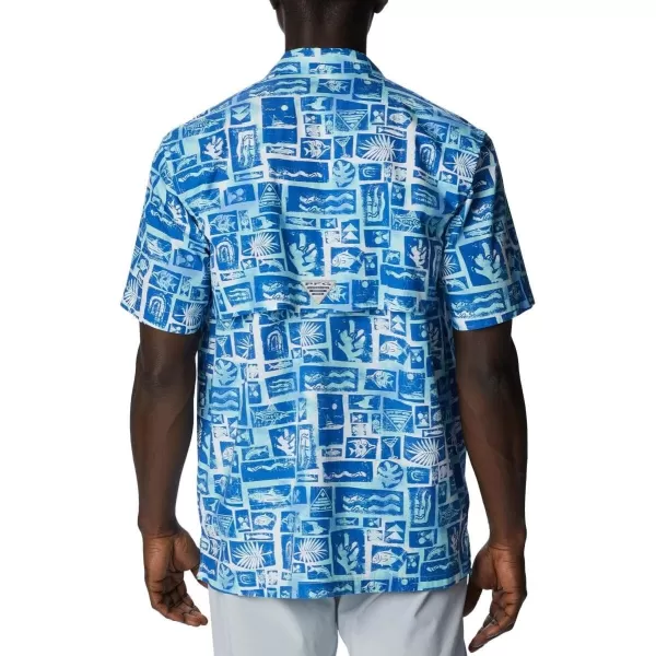 Columbia Mens Trollers Best Short Sleeve ShirtVivid Blue Punked Fish