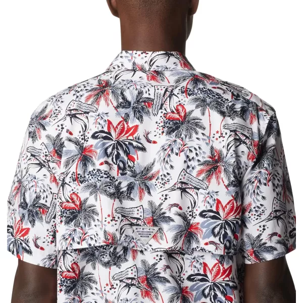 Columbia Mens Trollers Best Short Sleeve ShirtWhite Fireworks Fish Print