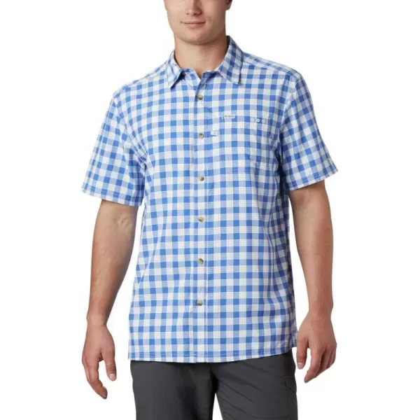 Columbia Mens Super Slack Tide Camp Shirt Short SleeveVivid Blue Palaka Plaid