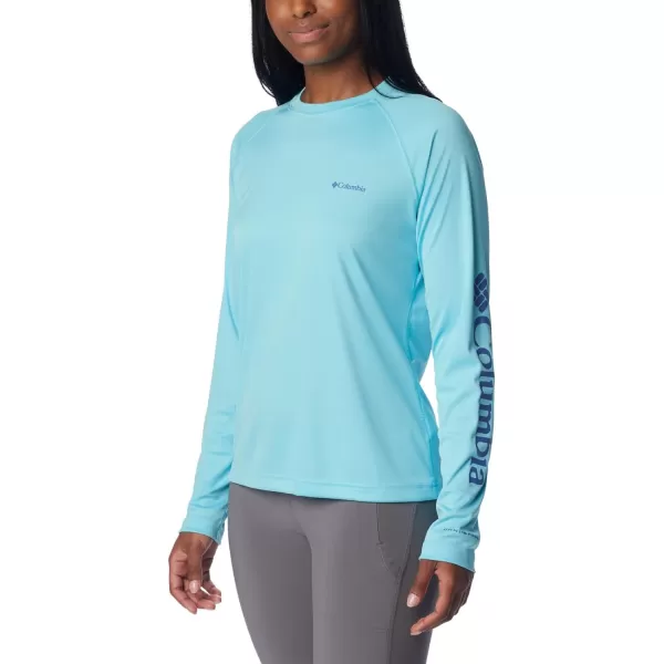 Columbia Womens Fork Stream Long Sleeve ShirtAquamarineEve Logo