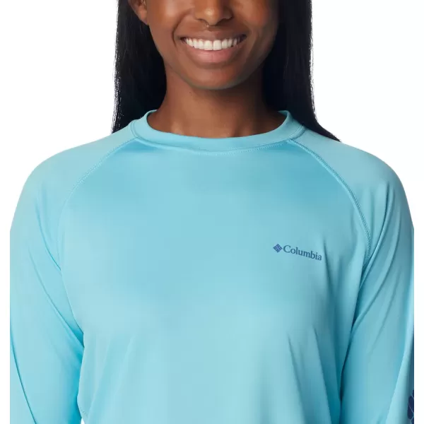 Columbia Womens Fork Stream Long Sleeve ShirtAquamarineEve Logo