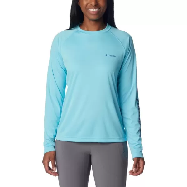 Columbia Womens Fork Stream Long Sleeve ShirtAquamarineEve Logo