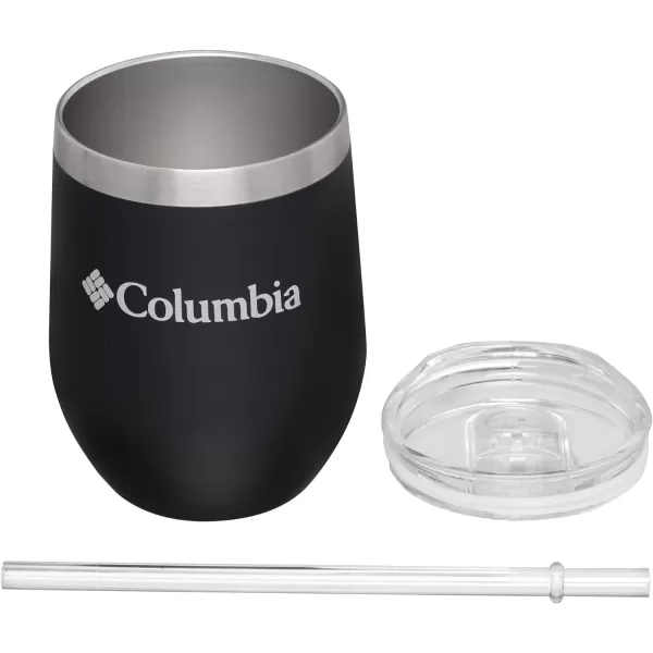 Columbia 12 fl oz DoubleWall Insulated Vacuum Cocktail Tumbler with Straw StainlessBlack