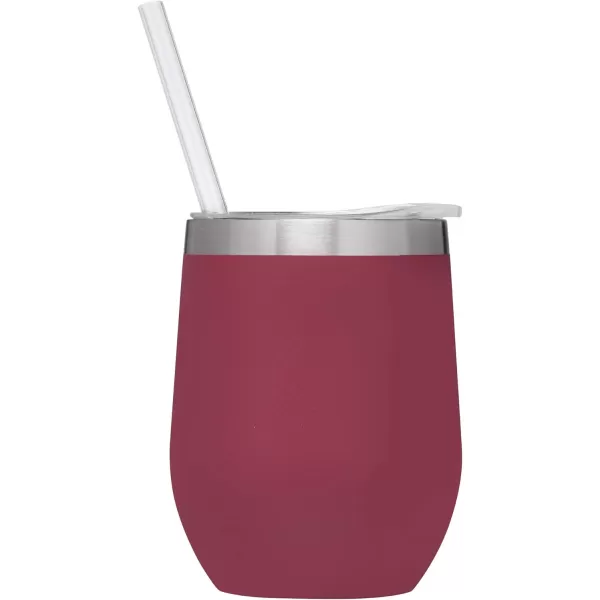 Columbia 12 fl oz DoubleWall Insulated Vacuum Cocktail Tumbler with Straw StainlessWine Berry