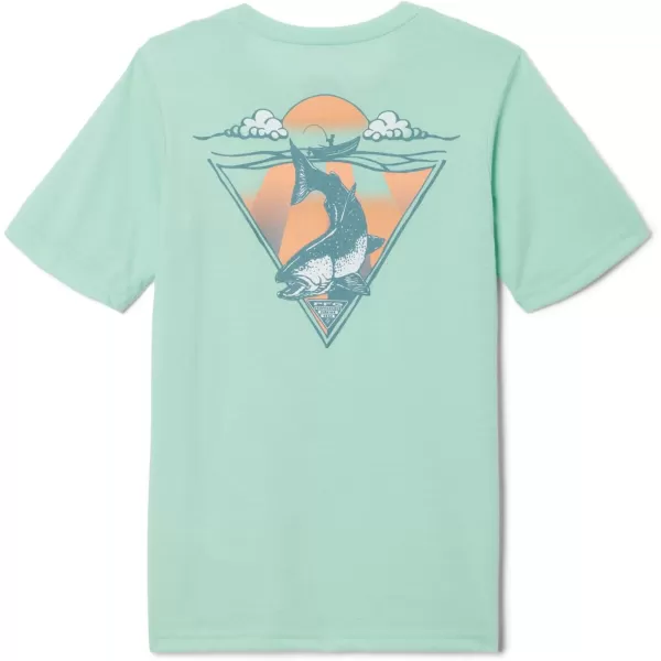 Columbia Boys PFG Short Sleeve Graphic TeeMint Cay  Pfg Drag Time Trout