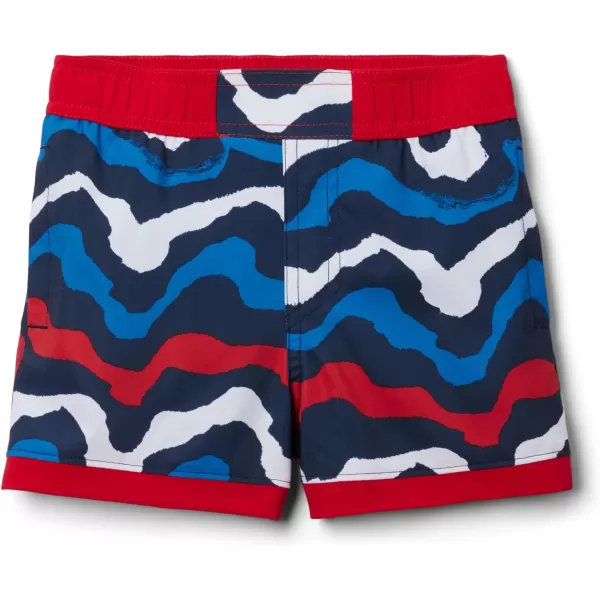 Columbia Boys Sandy Shores Boardshort MoistureWicking UV Sun ProtectionColl Navy WavyMountain Red