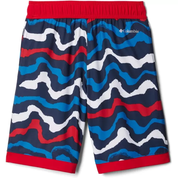 Columbia Boys Sandy Shores Boardshort MoistureWicking UV Sun ProtectionColl Navy WavyMountain Red