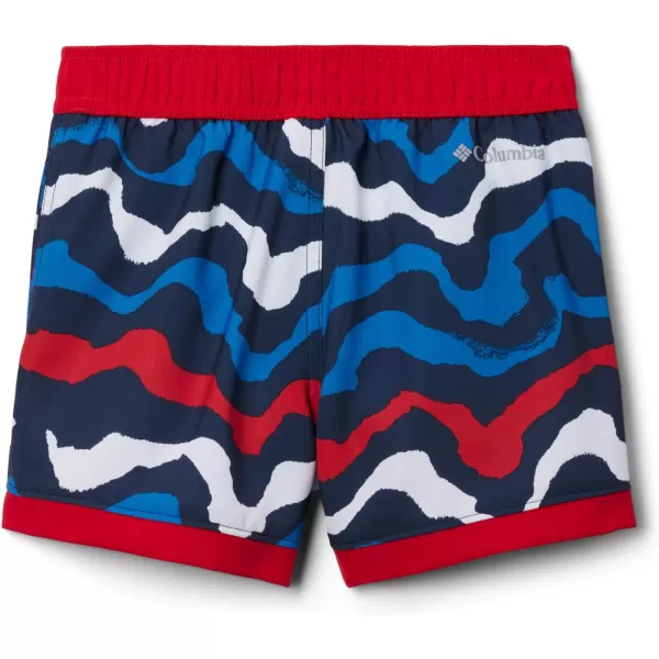 Columbia Boys Sandy Shores Boardshort MoistureWicking UV Sun ProtectionColl Navy WavyMountain Red