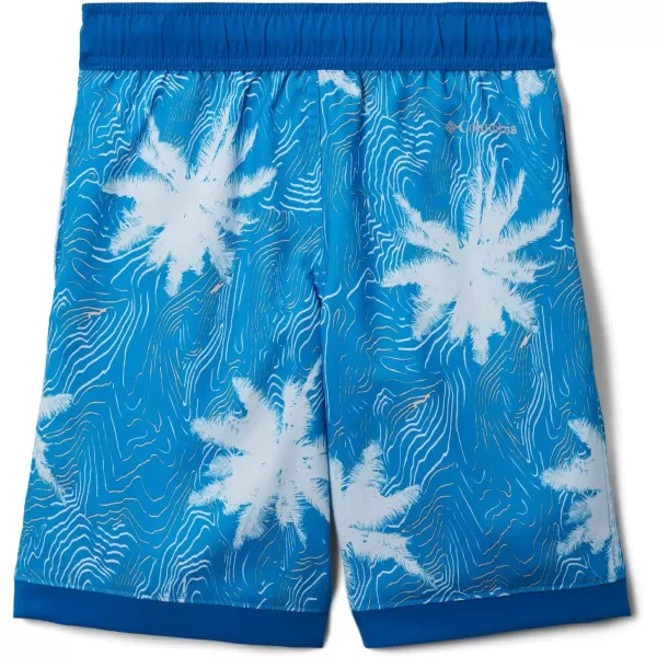 Columbia Boys Sandy Shores Boardshort MoistureWicking UV Sun ProtectionCompass Blue Topo PalmsBright Indigo