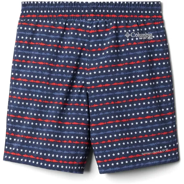 Columbia Boys Super Backcast ShortCollegiate Navy Merica Fish Stripe