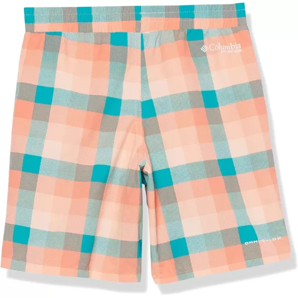 Columbia Boys Super Backcast ShortLight Coral Mid Gingham