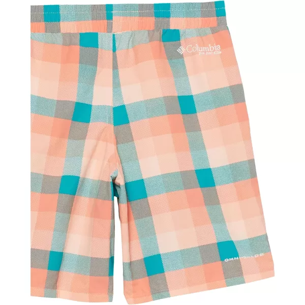 Columbia Boys Super Backcast ShortLight Coral Mid Gingham