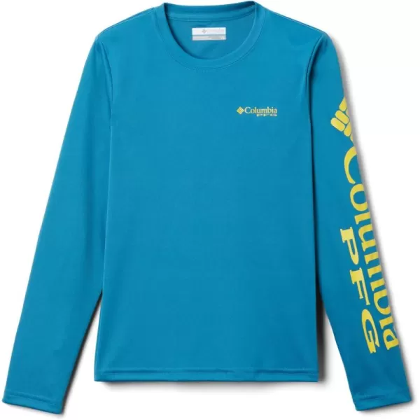 Columbia Boys Terminal Tackle Long Sleeve TeeDeep MarineLaser Lemon Logo