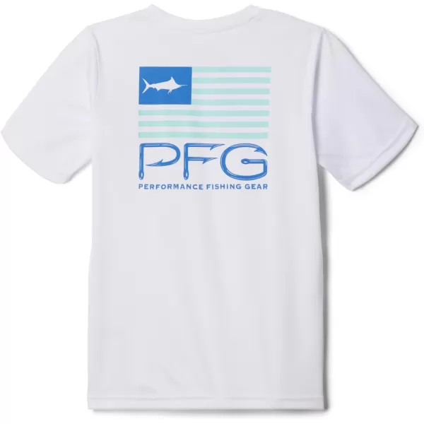 Columbia Boys Terminal Tackle PFG Fish Flag Short SleeveWhiteFish Star Marlin Graphic