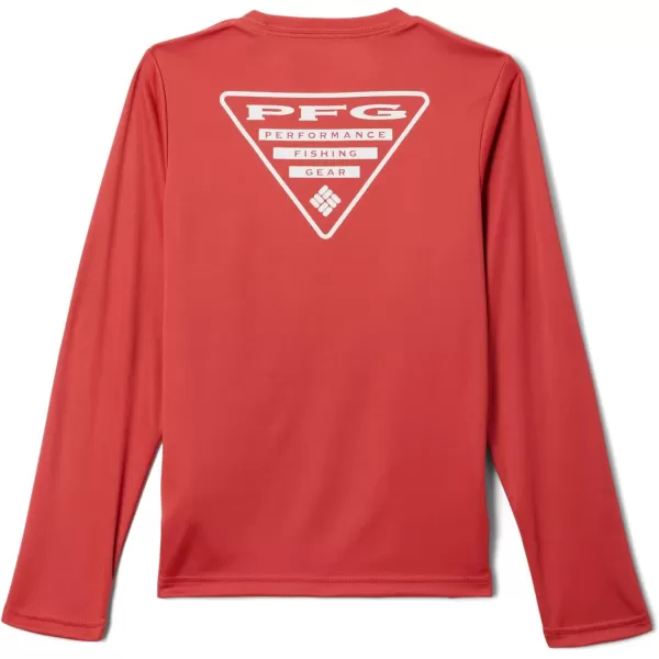 Columbia Boys Terminal Tackle PFG Triangle Logo Long SleeveSunset RedWhite