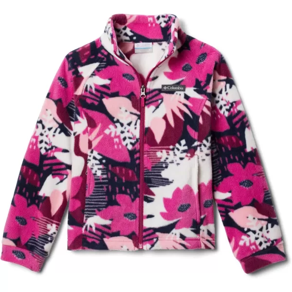 Columbia Girls Benton Springs Ii Printed Fleece JacketBig Girls Wild Fuchsia Scraptanical