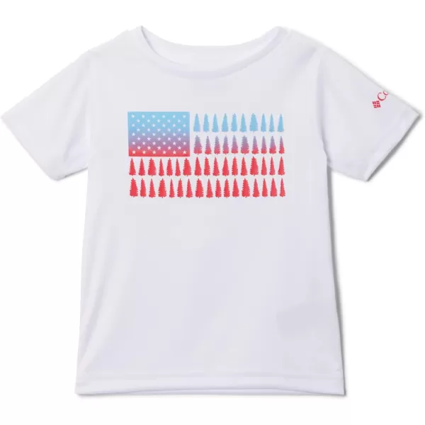 Columbia Girls Mirror Creek Short Sleeve Graphic ShirtWhitePatriotic Pines Graphic