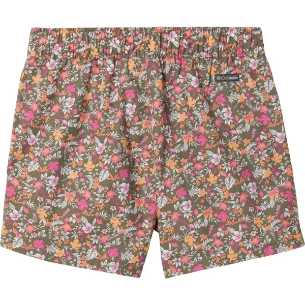 Columbia Girls Washed Out Printed ShortStone Green Minibiscus