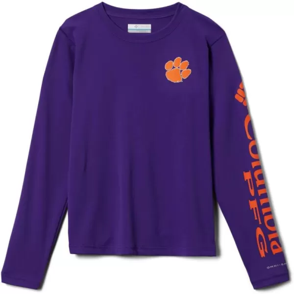 Columbia Kids Collegiate Youth Terminal Tackle LS ShirtCle  Vivid PurpleSpark Orange