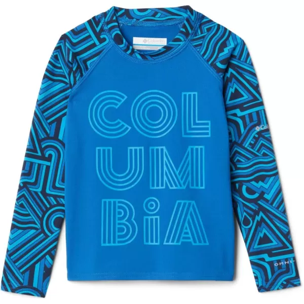 Columbia Kids Sandy Shores Printed Long Sleeve SunguardBright Indigo Geo Elements  Brt Indigo