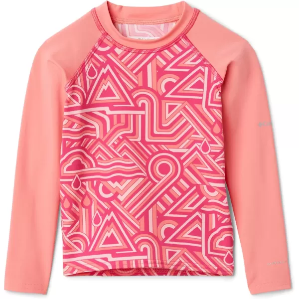 Columbia Kids Sandy Shores Printed Long Sleeve SunguardCactus Pink Geo Elements  Salmon