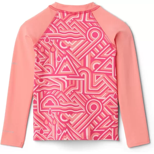 Columbia Kids Sandy Shores Printed Long Sleeve SunguardCactus Pink Geo Elements  Salmon