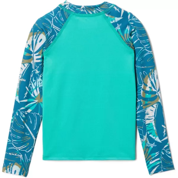 Columbia Kids Sandy Shores Printed Long Sleeve SunguardElectric TurquoiseDeep Marine King Pal