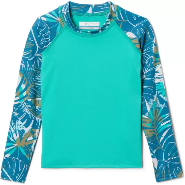 Columbia Kids Sandy Shores Printed Long Sleeve SunguardElectric TurquoiseDeep Marine King Pal