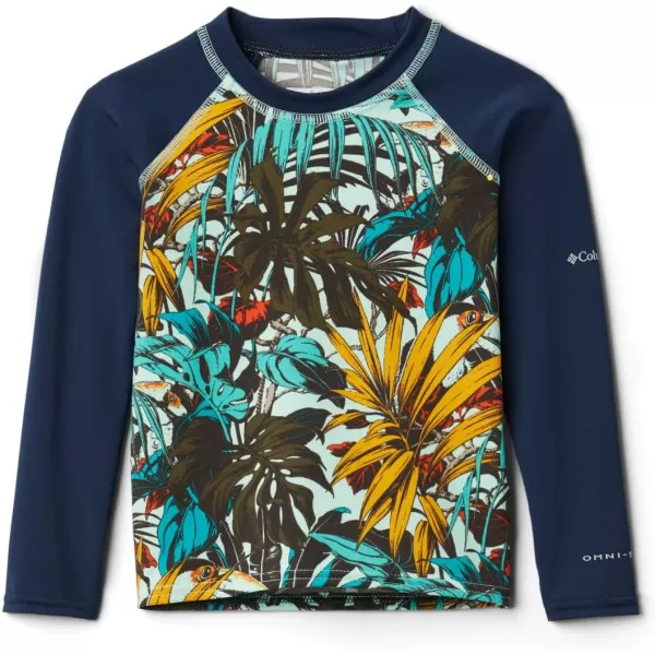 Columbia Kids Sandy Shores Printed Long Sleeve SunguardMint Cay Toucanical Multi  Coll Navy