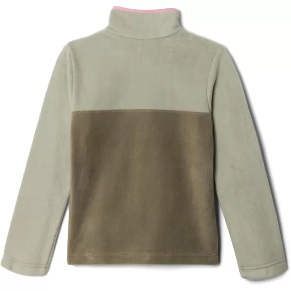 Columbia Kids Steens MTN 14 Snap Fleece PullOverStone Green  Safari