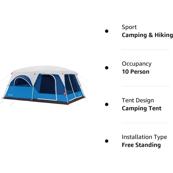 Columbia Mammoth Creek 6 Person  8 Person  10 Person Cabin Tents10 Person