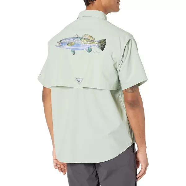 Columbia Mens Bahama Icon Short Sleeve ShirtCool Green Carey Chen Trout