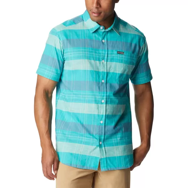 Columbia Mens Big amp Tall Rapid Rivers Novelty Short SleeveBright Aqua Scattered Stripe