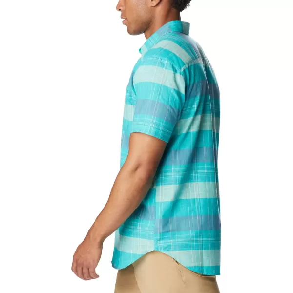 Columbia Mens Big amp Tall Rapid Rivers Novelty Short SleeveBright Aqua Scattered Stripe