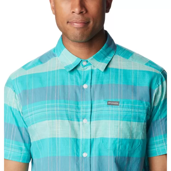 Columbia Mens Big amp Tall Rapid Rivers Novelty Short SleeveBright Aqua Scattered Stripe