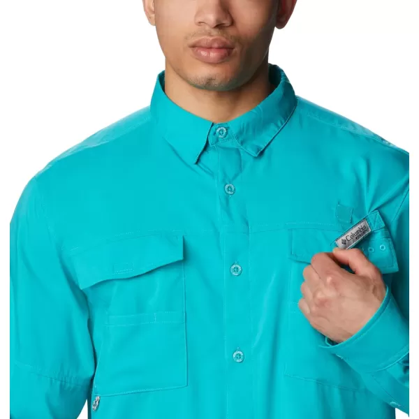 Columbia Mens Blood and Guts Iv Woven Long SleeveTurquoise