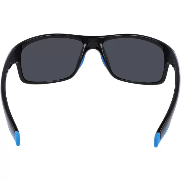 Columbia Mens Burr Rectangular SunglassesShiny Black amp BlueBlue Mirror