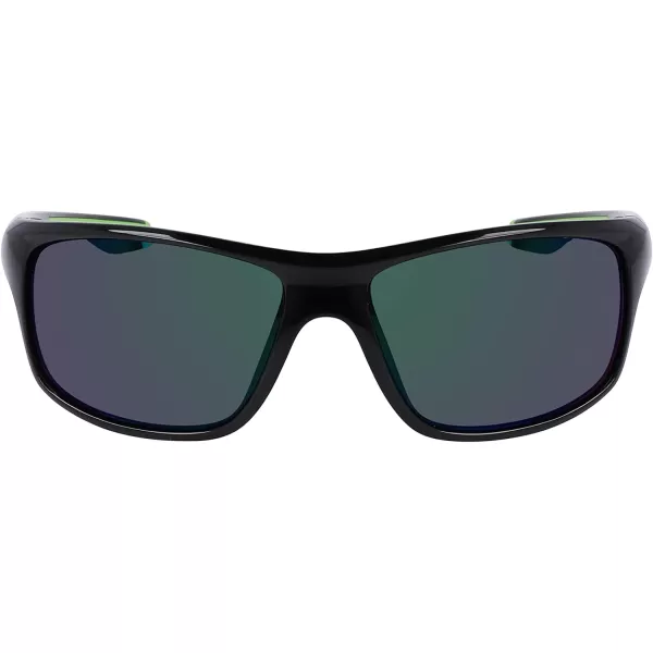 Columbia Mens Burr Rectangular SunglassesShiny Black amp GreenGreen Mirror