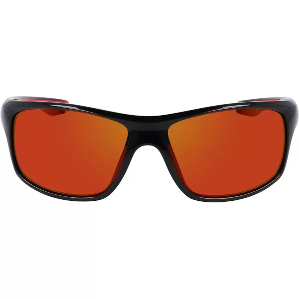 Columbia Mens Burr Rectangular SunglassesShiny Black amp RedOrange Revo