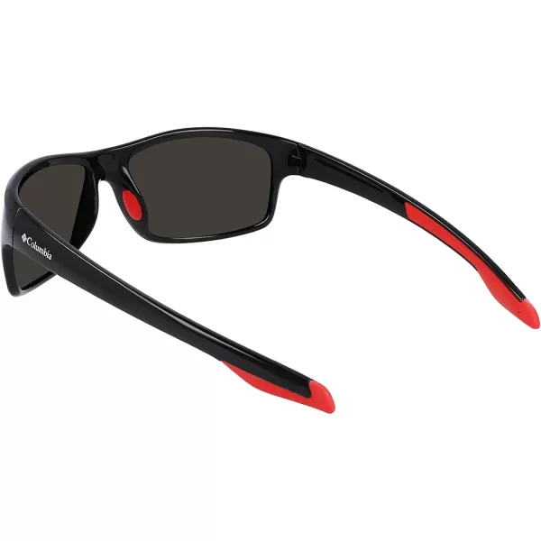 Columbia Mens Burr Rectangular SunglassesShiny Black amp RedOrange Revo