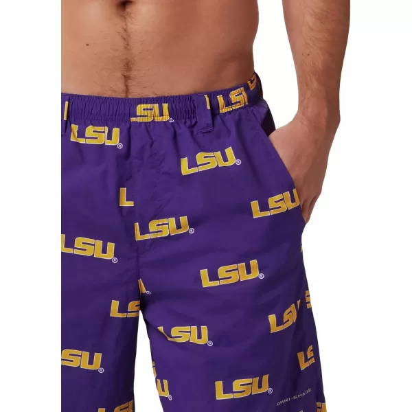 Columbia Mens CLG Backcast Ii Printed ShortLSU Tigers Lsu  Vivid Purple