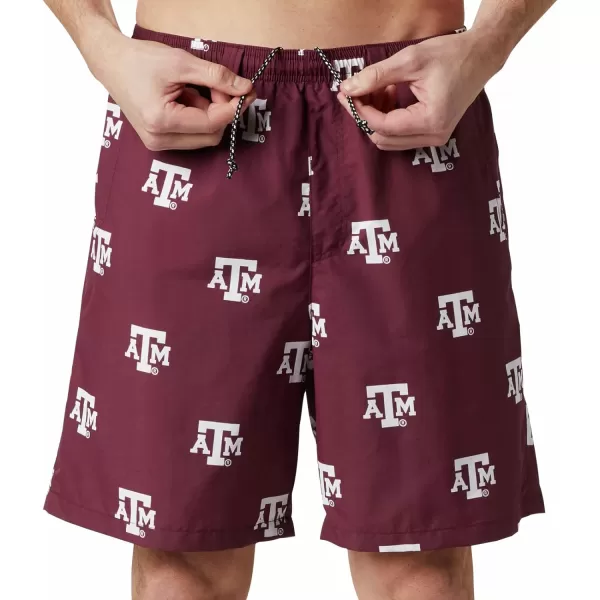 Columbia Mens CLG Backcast Ii Printed ShortTexas AampM Aggies Tam  Deep Maroon