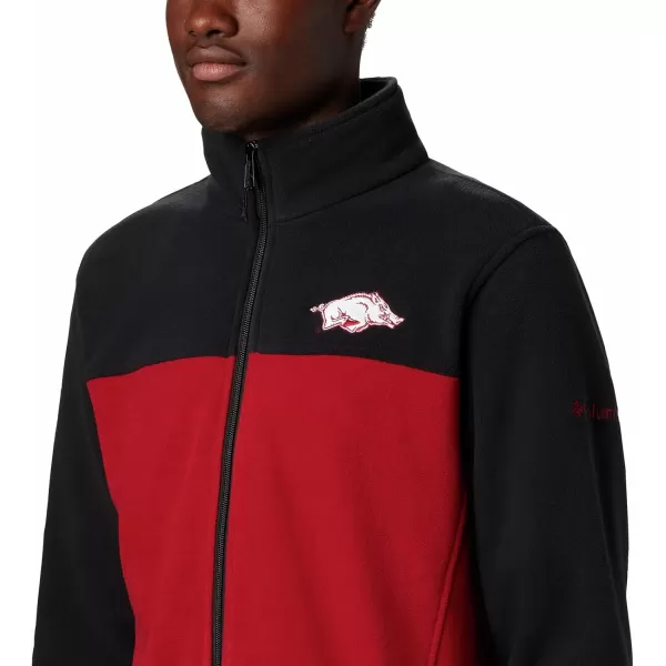 Columbia Mens CLG Flanker Iii Fleece JacketArkansas Razorbacks Ark  Black Red Velvet