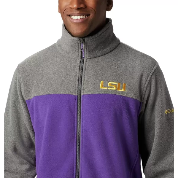 Columbia Mens CLG Flanker Iii Fleece JacketLSU Tigers Lsu  Charcoal Heather Vivid Purple