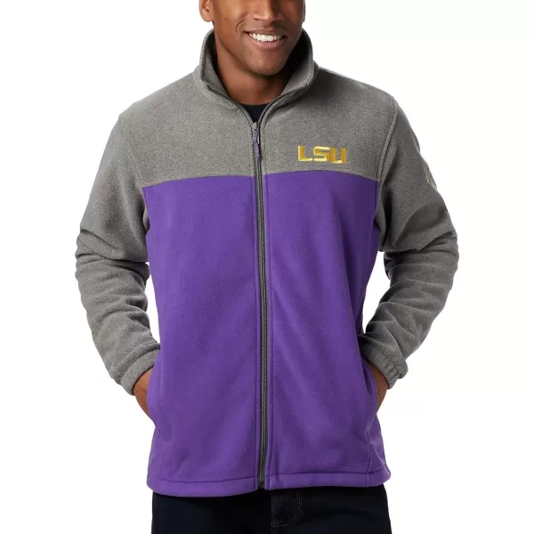 Columbia Mens CLG Flanker Iii Fleece JacketLSU Tigers Lsu  Charcoal Heather Vivid Purple