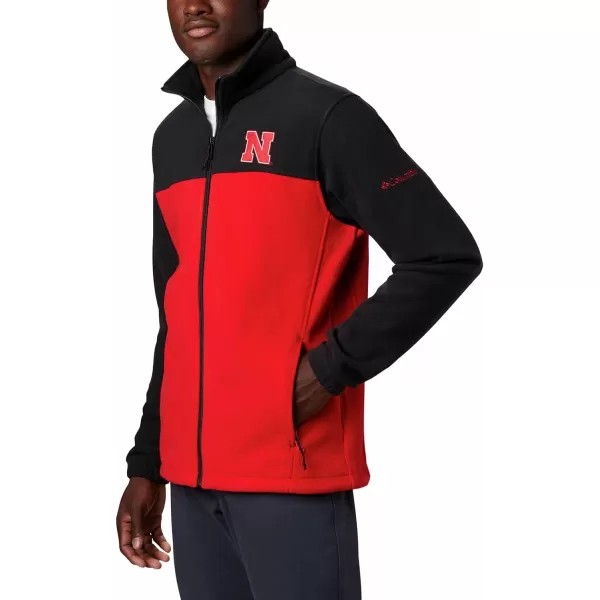 Columbia Mens CLG Flanker Iii Fleece JacketNebraska Cornhuskers Neb  Black Bright Red