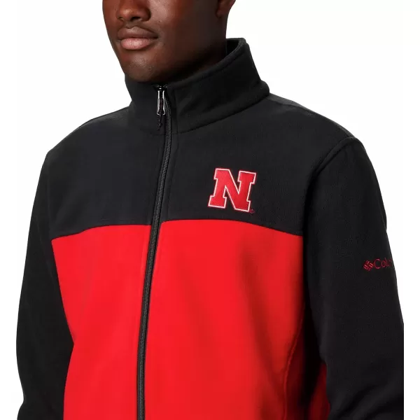 Columbia Mens CLG Flanker Iii Fleece JacketNebraska Cornhuskers Neb  Black Bright Red