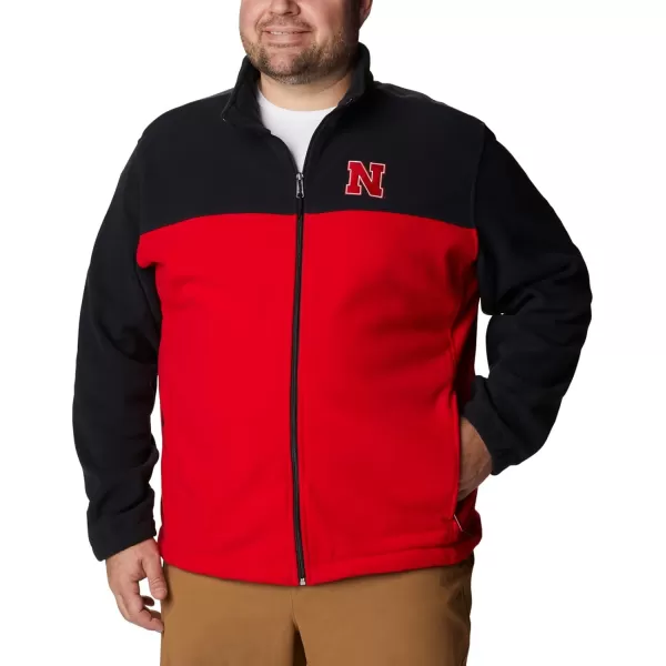 Columbia Mens CLG Flanker Iii Fleece JacketNebraska Cornhuskers Neb  Black Bright Red