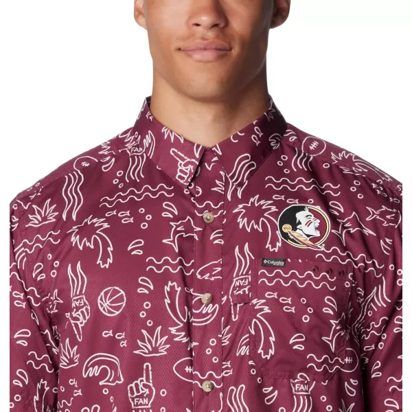 Columbia Mens Collegiate Super Slack Tide ShirtFlorida State Seminoles Fsu  Cabernet Fish Fan Print